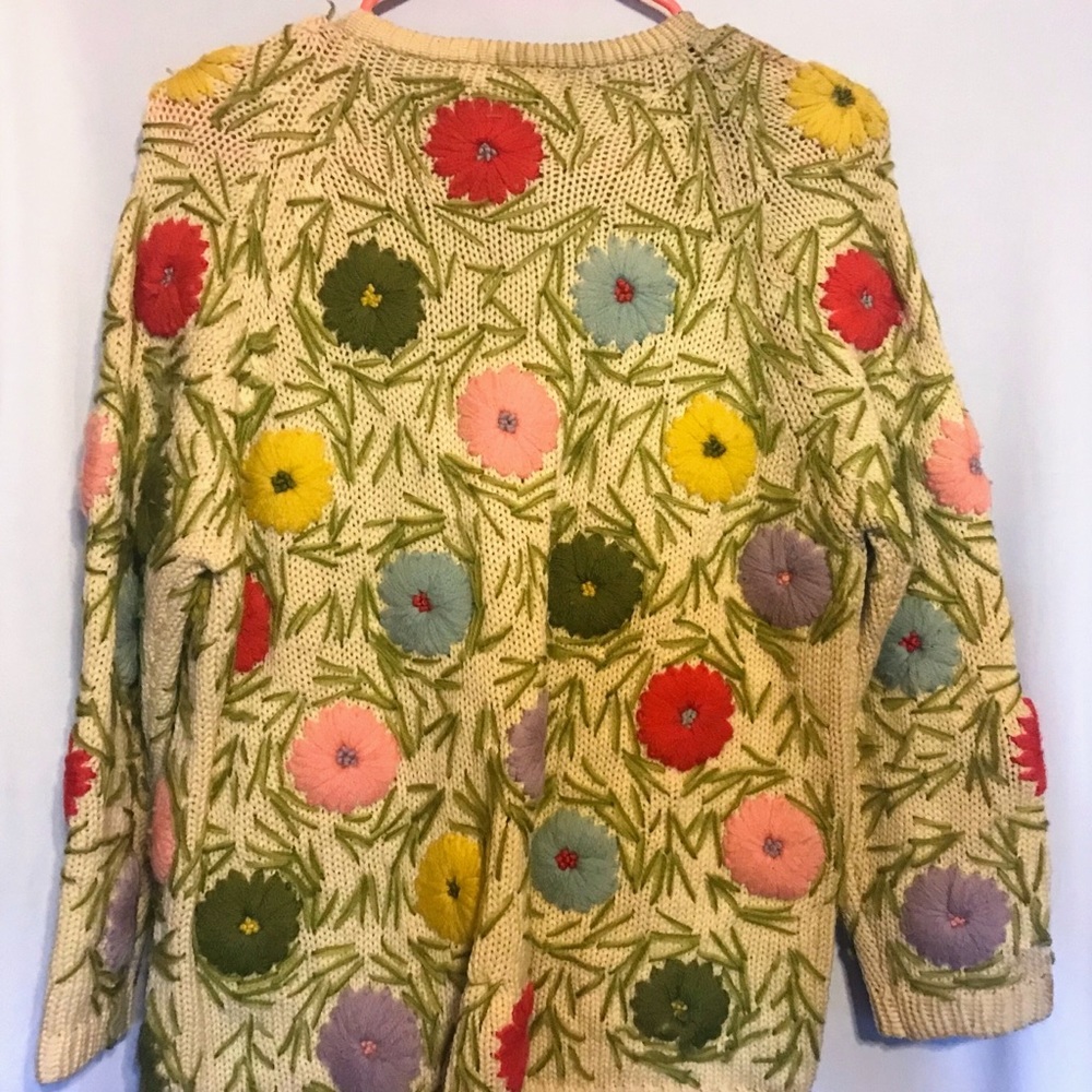 Vintage handcrafted embroidery embellished cardigan! 100% Wool